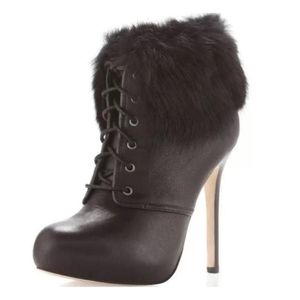 Dolce Vita belix fur trim leather bootie in black